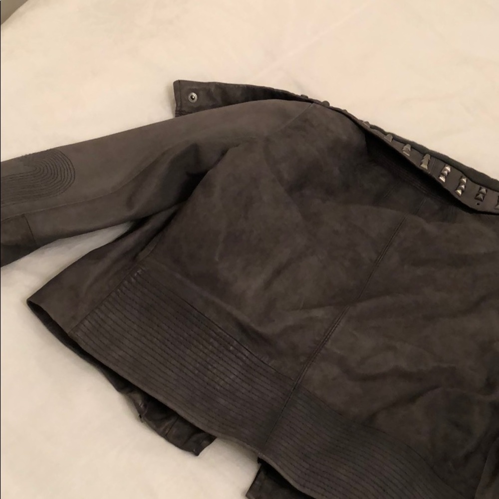 Gray Authentic Leather Jacket - image 7